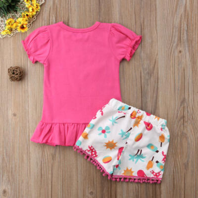 

Summer Baby Kids Girl Clothes Summer Short Sleeve Cotton T ShirtPants Outfits