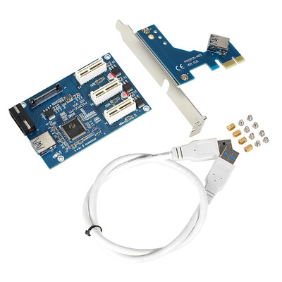 

USB 30 PCI-E PCI Express 1X 3-Port Expander PCI-E 1X 1 to 3 Ports Riser Card Express Card Adapter Multiplier for Mining