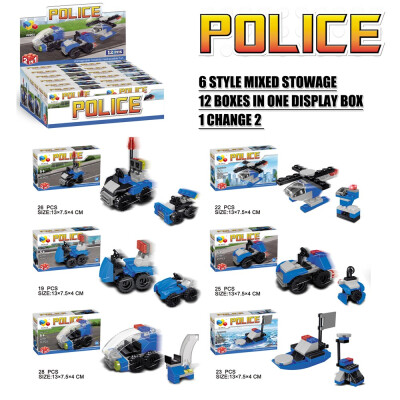 

Police Transportation Series Mini DIY 12 Boxes Building Blocks ABS Plastic Toys For kid Compatible With Lego Educational Bricks