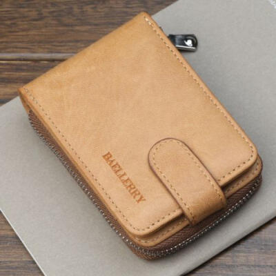 

Mens Leather Credit Card Holder RFID Blocking Zipper Wallet Purse Thin Pocket