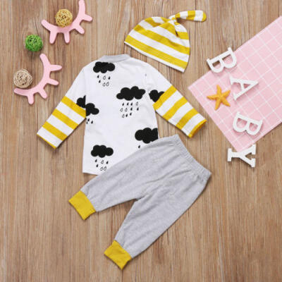 

Newborn Kid Baby Boy Girl 3PCS Clothes Tops T shirt Long Pants Hat Outfits Set A