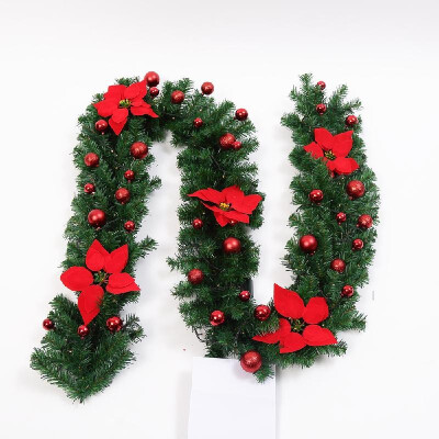 

27M Light Decoration Christmas Pine Tree Market Hotel Showcase Battery Holder Rattan Garland