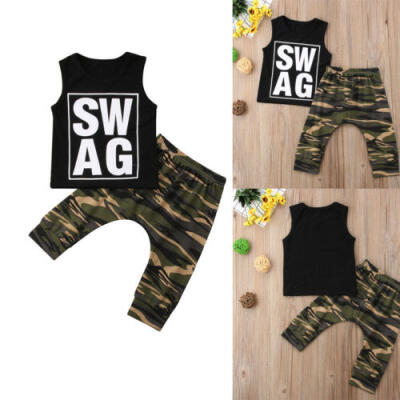 

Newborn Kids Baby Boys Tops T-shirt Camo Pants 2PCS Outfits Set Clothes 0-2Years