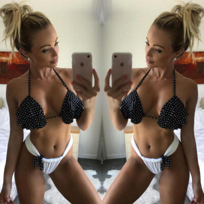 

Women 2pcs Swimwear Padded Bra Thong Bikini Set Push up Beach Bathing Swimsuit