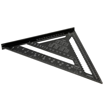 

Aluminum Alloy Triangle Rulers 90 degrees 45 degrees Set Square 12in Black Metric Square Ruler