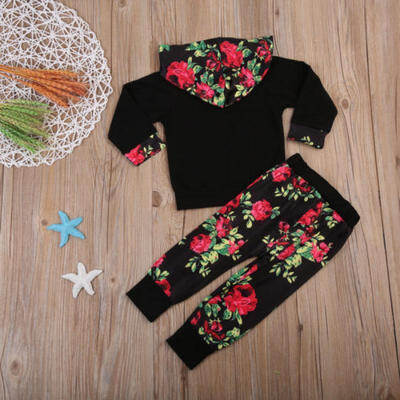 

2017 New Baby Boys Girls Outfits Flower Clothes Shirt Long Sleeve TopsPants Set
