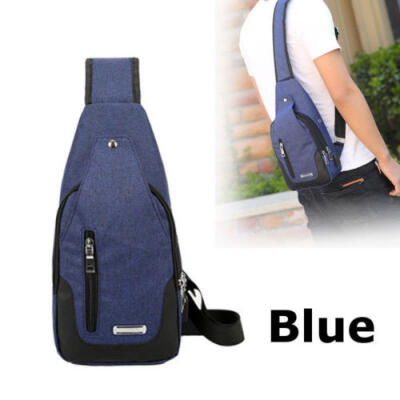 

New Mens USB Charging Chest Pack Anti Theft Travel Sport Messenger Shoulder Bag