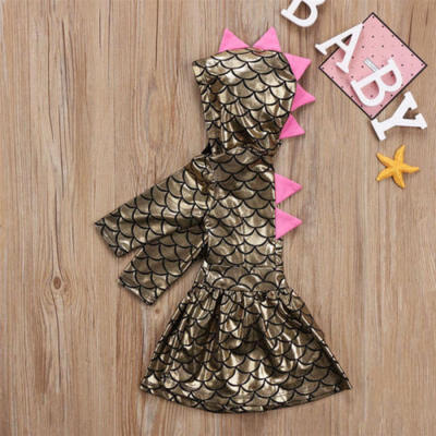 

Christmas Toddler Baby Girls Kids Hooded Dinosaur Dress Cosplay Clothes Outfits