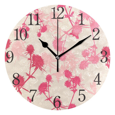 

Wall Clock Arabic Numerals Design Flower Ink Round