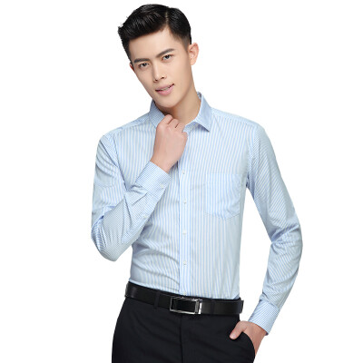 

HODO Shirt Men Plaid Business Casual Square Collar Cotton Long Sleeve Shirt