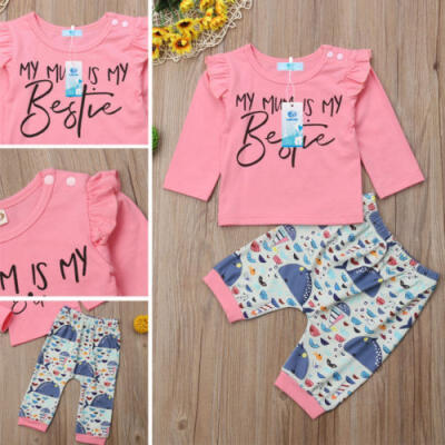 

Casual Newborn Baby Girls Tops T-shirtWhale Trousers Pants Clothes Outfits USA