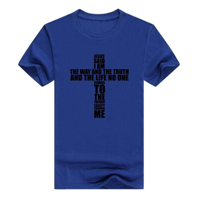 

Christian Religious Men Tshirt Jesus The Way Truth Life Cross