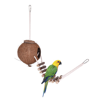 

Coconut Bird House Nest Hideaway Bird Cage Accessories Swing Chew Toy for Birds Parrots Budgerigar Macaw Parakeet Cockatoo