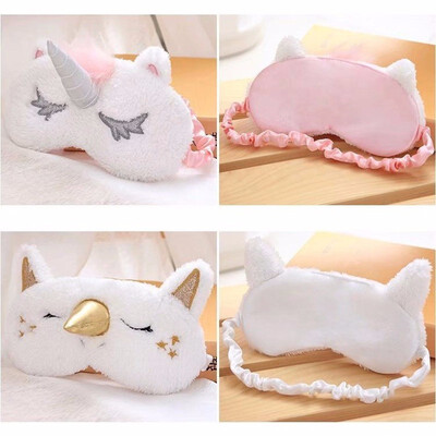 

Outdoor Unicorn Sleeping Mask Cute Unicorn Horn Soft Plush Blindfold Eye Cover for Women Girls