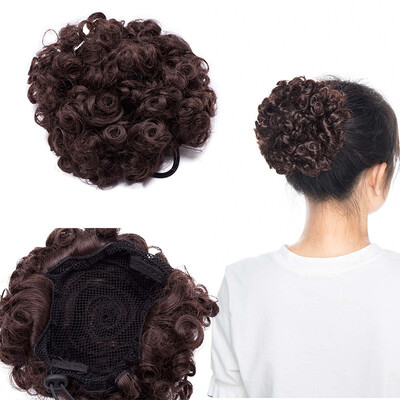 

Afro Bun Extension Puff Ponytail Chignon Hairpiece With Drawstring Afro Kinky Curly Wrap Messy Updo Synthetic For Women
