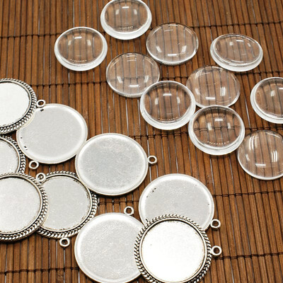 

PH PANDAHALL 10 Sets Pendant Making Sets - Antique Silver Alloy Pendant Cabochon Settings Blanks