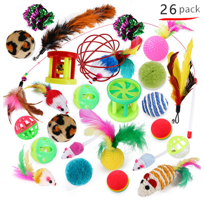 

Cat Toy Set Cat Mouse Toy Feather Ball Toy Variety Kitty Toy 26 PCS
