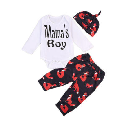 

USA Newborn Baby Mamas Boys Romper Fox Pants Leggings Hat Outfits Clothes Set