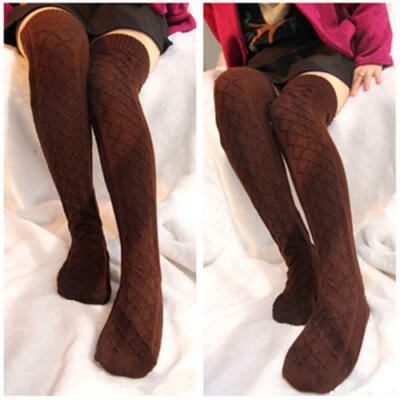 

Over knee Long Boot Socks Womens Cable Knit Winter Warm Thigh-High Leggings KM