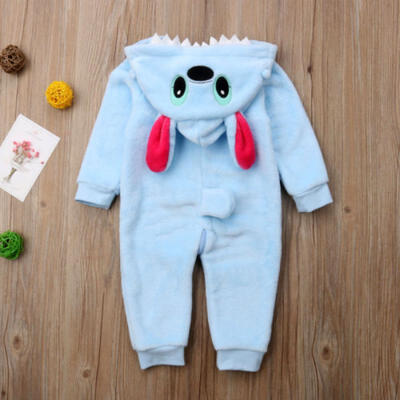 

Canis Newborn Kids Baby Boys Stitch 3D Ear Zipper Hooded Romper Jumpsuit Outfits