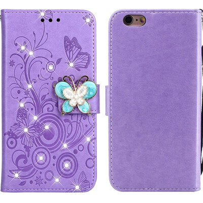 

MOONCASE Apple iPhone 66S Butterfly Rhinestone Embossed Leather Case - Purple