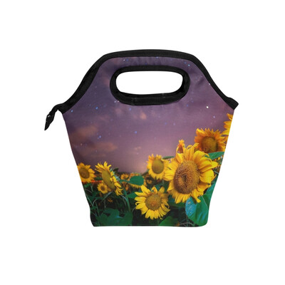 

Lunch Bag Sunflower Tote Travel Picnic Insulated Handbags Portable Zipper Lunch Bag Box