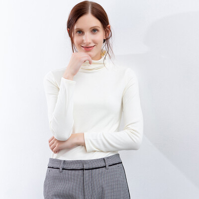 

Canvaus Thick Long Sleeve Shirt Women Autumn Winter Turtleneck Pullover T-shirt Solid Casual Slim Bottoming Shirt FS367A