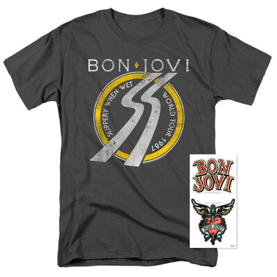 

Bon Jovi Bad Rock Band T Shirt & Stickers