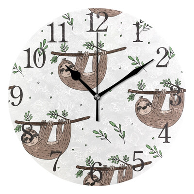 

Wall Clock Cute Doodle Sloth Round Wall Clock Arabic Numerals Design
