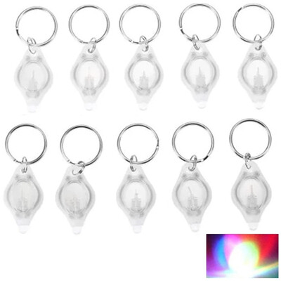 

Mini LED Flash Light Keychain Ring Torch Super Bright Colorful Light 10PCS