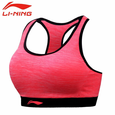 

Li Ning LI-NING sports vest underwear womens shockproof running gather yoga fitness badminton wear underwear sports bra female models AUBN124-4 fluorescent fire red S