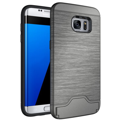 

Fivice Samsung S7 edge Case TPU all-inclusive anti-drop brushed card with bracket mobile phone case