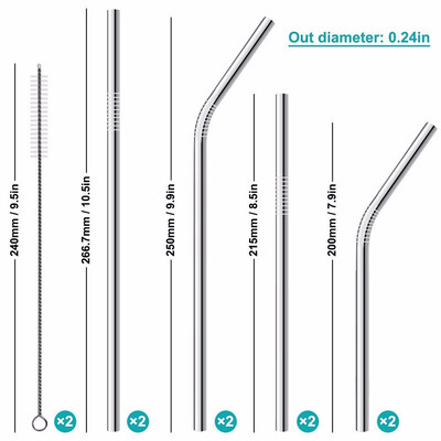 

Outdoor Stainless Steel Drinking Straws Set of 8 Cleaning Brush&Waterproof Bag Included