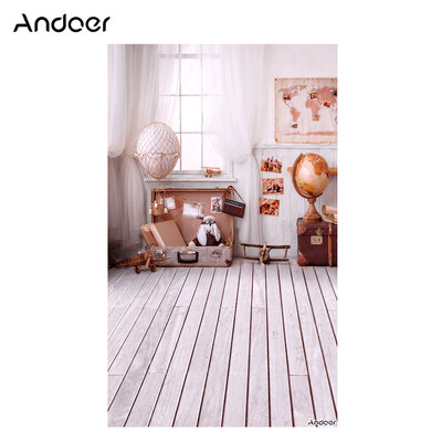 

Andoer 15 09m5 3ft Travel Theme Photography Background World Map Tellurion Luggage Wood Floor Backdrop for Newborn Baby Pho