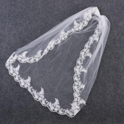 

New 1-Layer Elbow Length Rhinestone Edge Wedding Bridal Veil With Comb