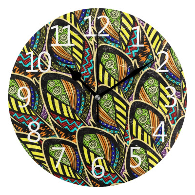 

Wall Clock Arabic Numerals Design Green Feather Round