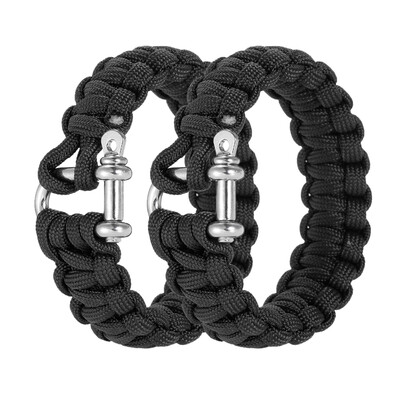 

2PCS 330 Paracord Bracelet Shackle Weaving Survival 304L Steel U style Buckle