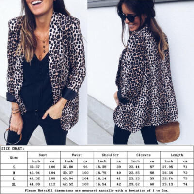 

Women Slim OL Suit Casual Blazer Leopard Jacket Coat Tops Outwear Long Sleeve