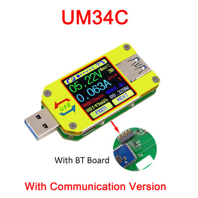 

RD UM34 USB 30 Type- C Color LCD Display Tester Voltage Current Meter Voltmeter Ammeter Battery Charge Cable Impedance Resistance