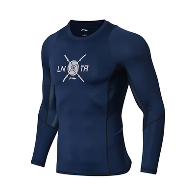 

Li Ning LI-NING fitness clothes yoga clothing tights T-shirt running fitness quick-drying badminton wear sportswear mens shirt AUDN155-5 mixed color navy blue L