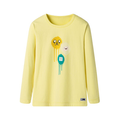 

Three guns dits neutral pink yellow skin moisturizing cotton children children round neck long sleeve shirt 2C019A0 pink yellow 140