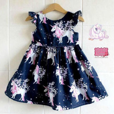 

UK Toddler Kid Baby Girls Cartoon Unicorn Print Party Pageant Tutu Dress Clothes