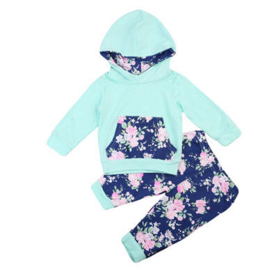 

Newborn Baby Kids Floral Girl Tops Hoodie Pants Outfits Set Cotton Clothes UK