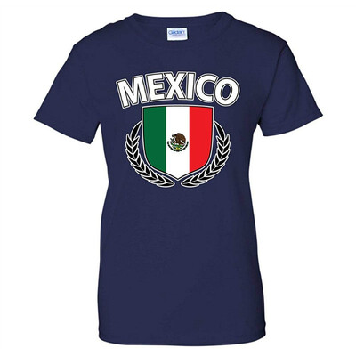 

Mexico Flag Creat Olive Wreath Laurel Mexican Pride Womens T-Shirt