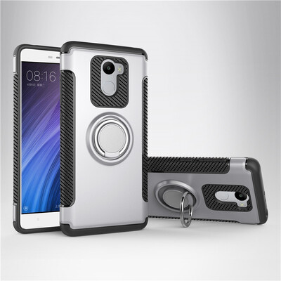 

Fivice Xiaomi Redmi 4 case PC metal ring shell magnetic car bracket TPU phone case