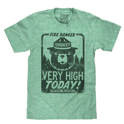 

Big & Tall Smokey Bear Graphic Tee Soft Touch Poly Cotton Blend Snow Heather Fabric Officially Licensed B&T Tee