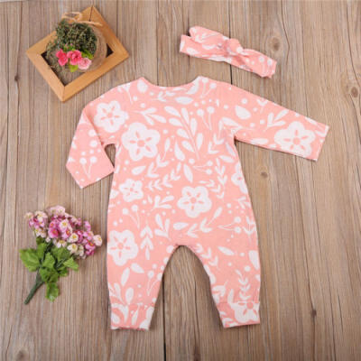 

Newborn Baby Girls Floral Romper Bodysuit Jumpsuit 2pcs Outfits Clothes Playsuit