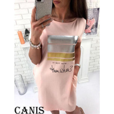 

Fashion Women Short Sleeve Casual T-Shirt Mini Dress Ladies Tops Blouse Sundress