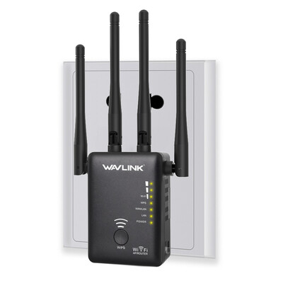 

Wavlink AC1200 WIFI RepeaterRouterAccess point AP Wireless Range Extender wifi signal amplifier with External Antennas Black