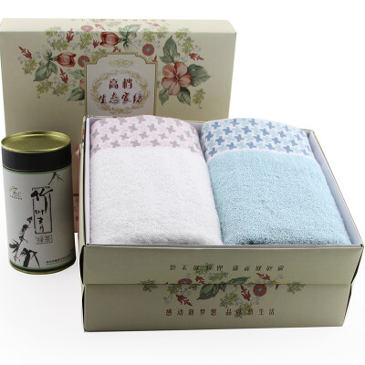 

Jingdong supermarket] Kam and home cotton plain forging towel two gift box white / blue 85g / Article 34 * 76cm JH17-08F